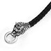 Amazing Leather Mens Bracelet with Locking Stainless Steel Tiger Head Clasp,  Black,  Silver,  8.5 Inches