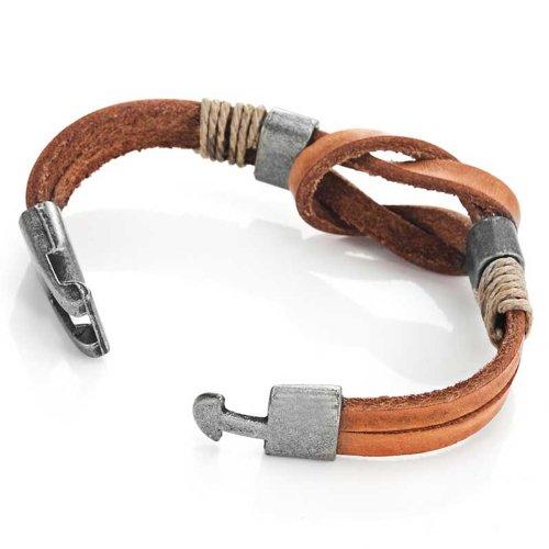 Leather Nautical Knot Bracelet for Him & Her 8 inch (Secure New Clasp)