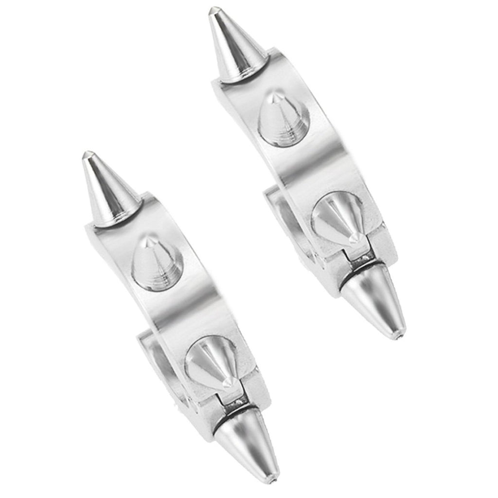 Cool Stainless Steel Men's Spike Punk Huggie Hoop Earrings (10mm,  Silver)