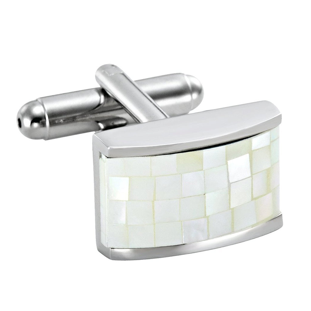 Unique Stainless Steel & Facet Cut Seashell Cufflinks for Men