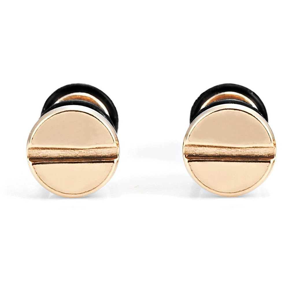 Cool Stainless Steel Gold Men's Stud Screw Earrings for men,  7mm Diameter