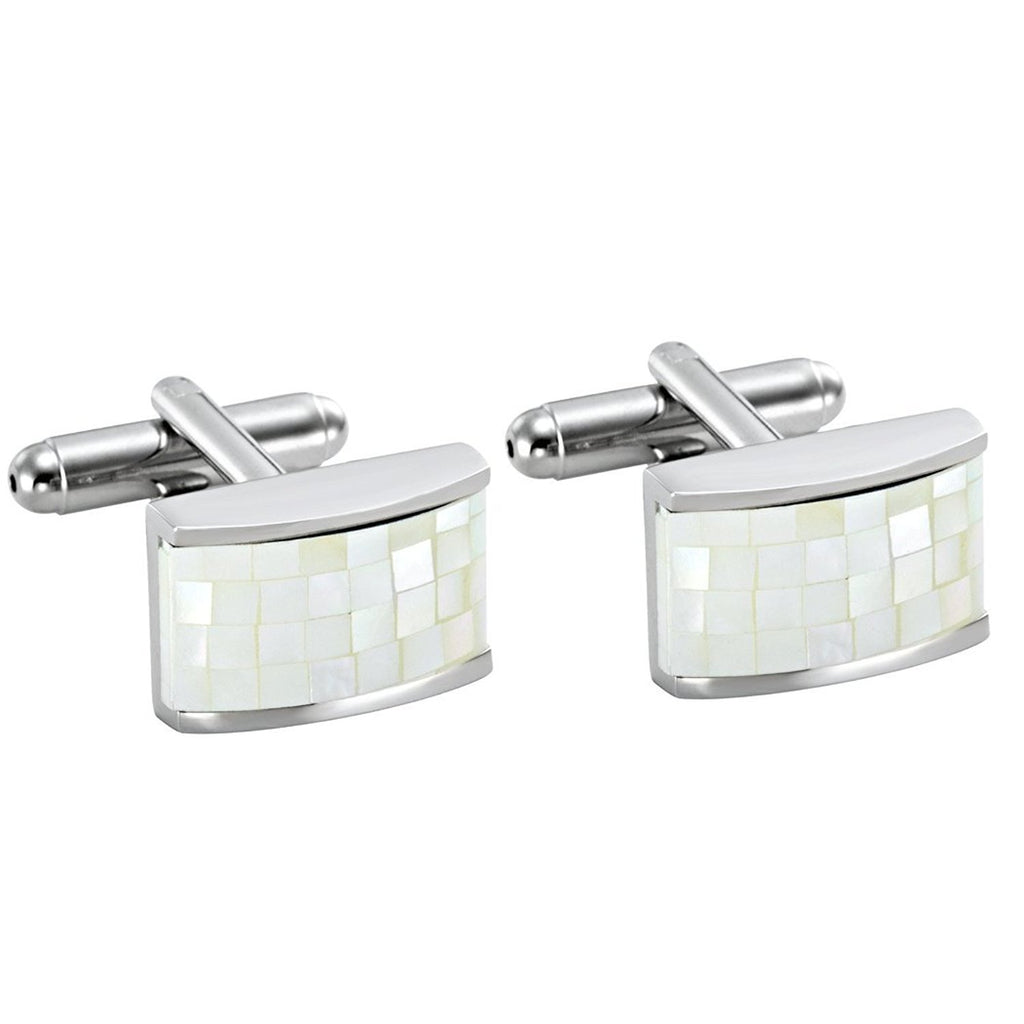 Unique Stainless Steel & Facet Cut Seashell Cufflinks for Men