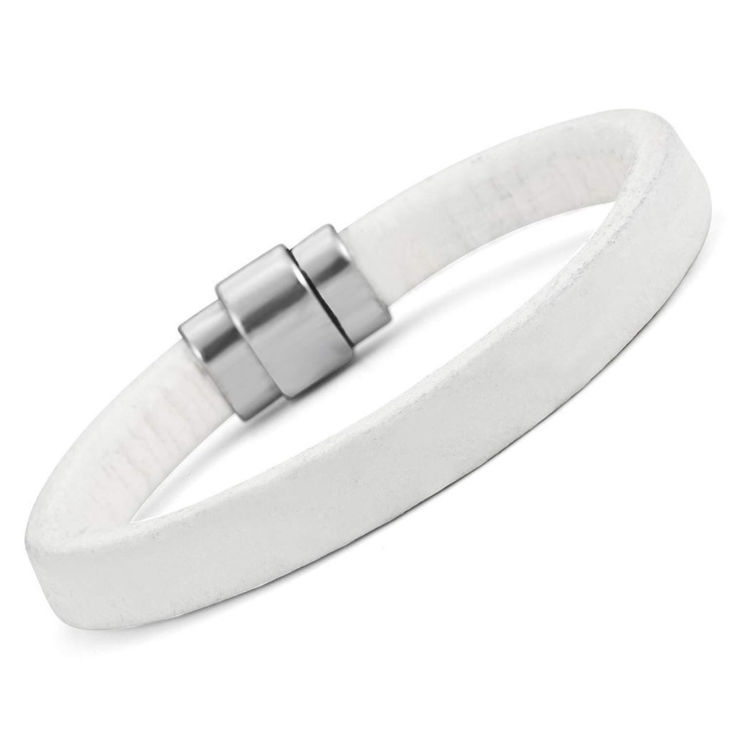 Classic Genuine Leather Cuff Bracelets Stainless Steel Clasp 8.6"