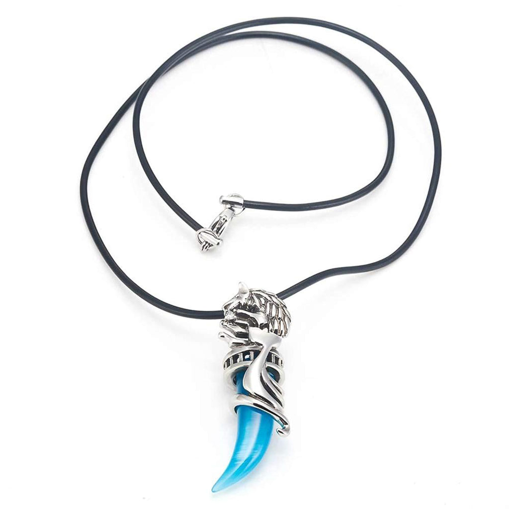 Wolf Tribal Men's Stainless Steel Necklace Pendant 19" Leather Chain