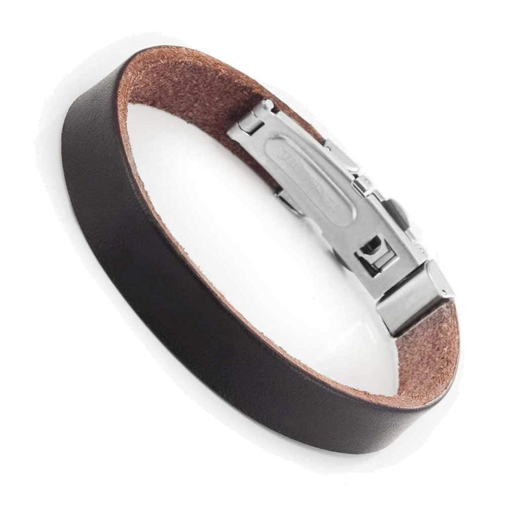 Unisex New York Style Genuine Leather Bracelet Cuff Wrist By (Brown or Black)