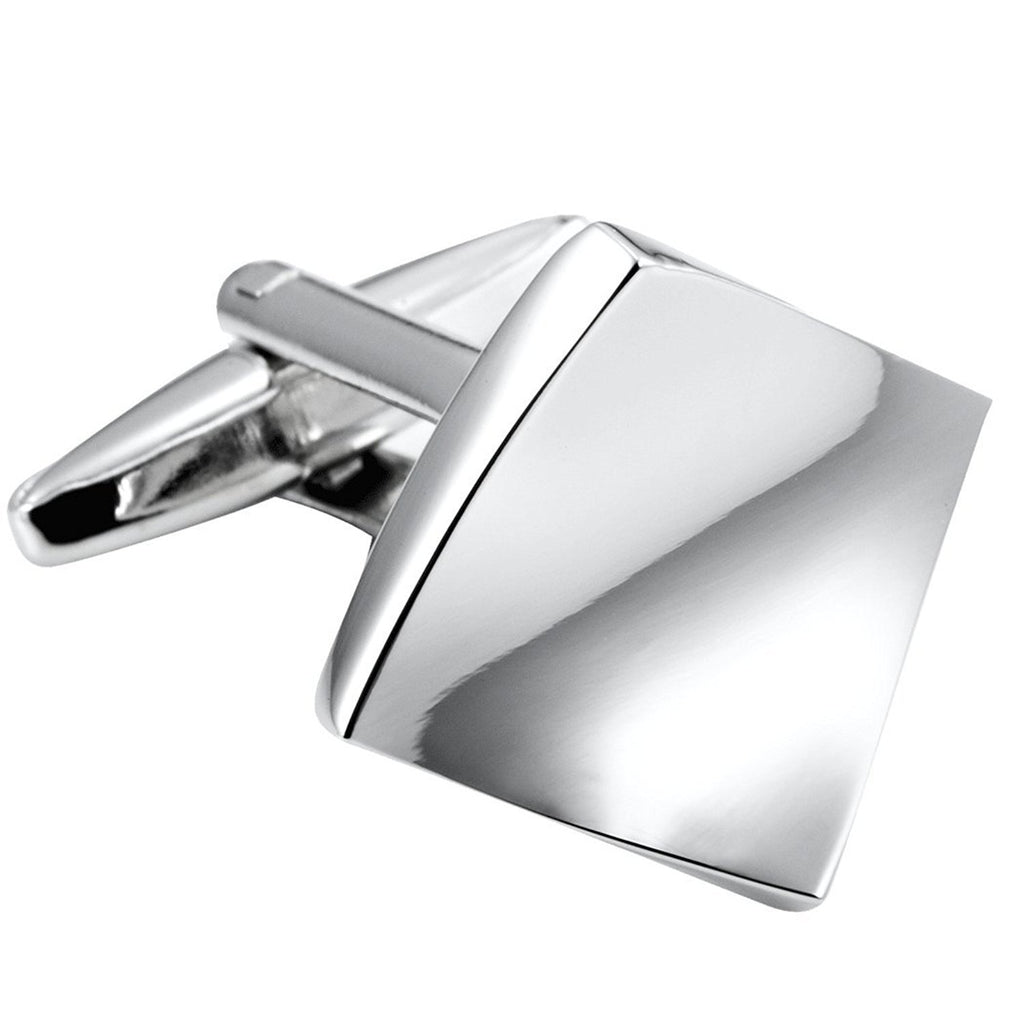 Unique Modern Art Bended Square Stainless Steel Men's Cufflinks (Silver)