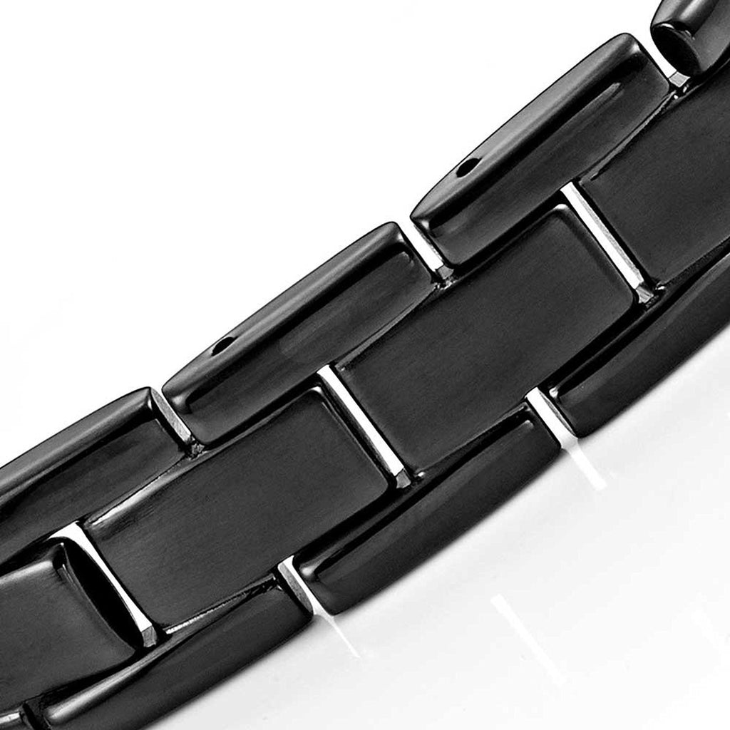 Men's Titanium Magnetic Link Bangle Bracelet 8.46 inch (Black)