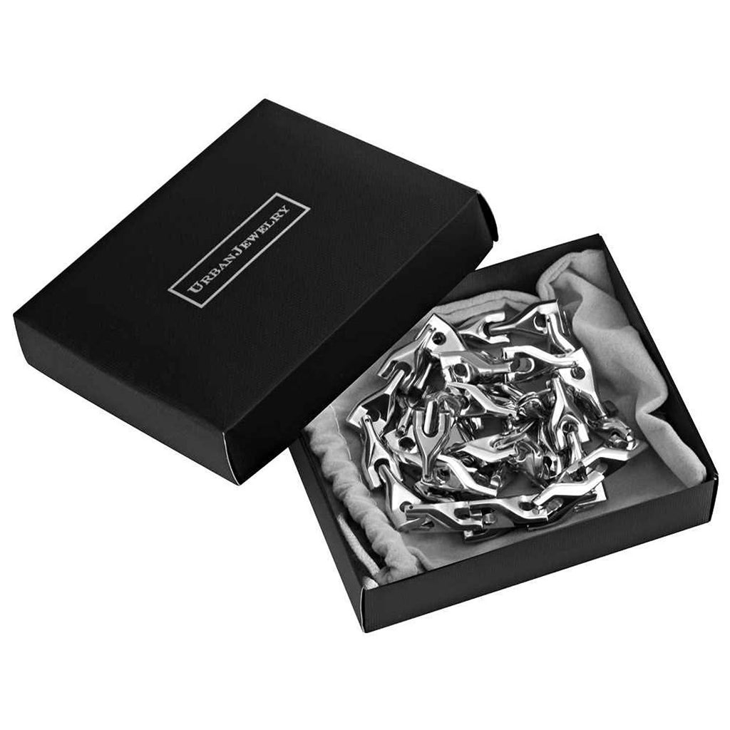 Track Style Mens Necklace Stainless Steel Silver Chain Links 24"