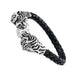 Amazing Leather Mens Bracelet with Locking Stainless Steel Tiger Head Clasp,  Black,  Silver,  8.5 Inches