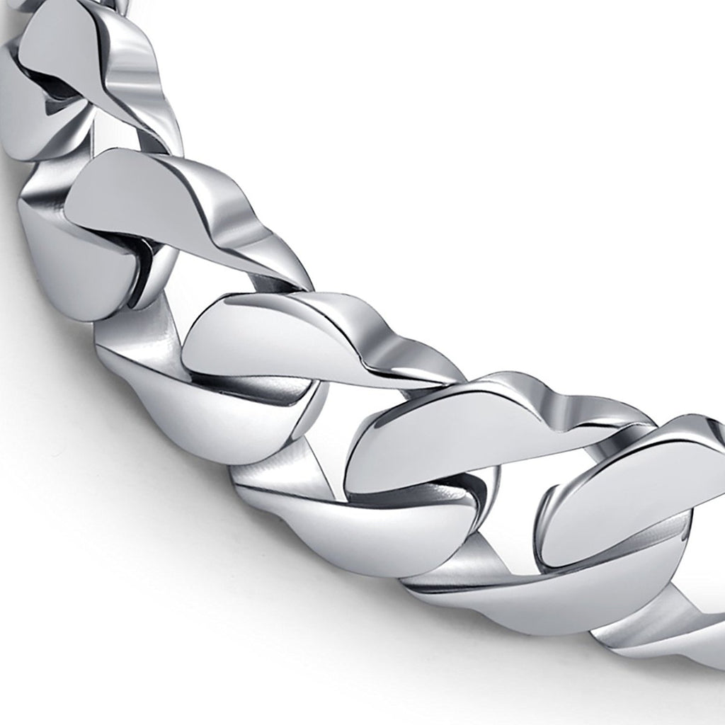 Massive 316L Stainless Steel Silver Link Chain Bracelet 8.3 Inches