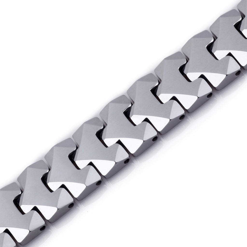 Unique Solid Tungsten Puzzle Pieces Style Mens Link Bracelet (Silver, 10mm)