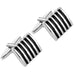 Black Enamel Striped on Stainless Steel Cufflinks for Men