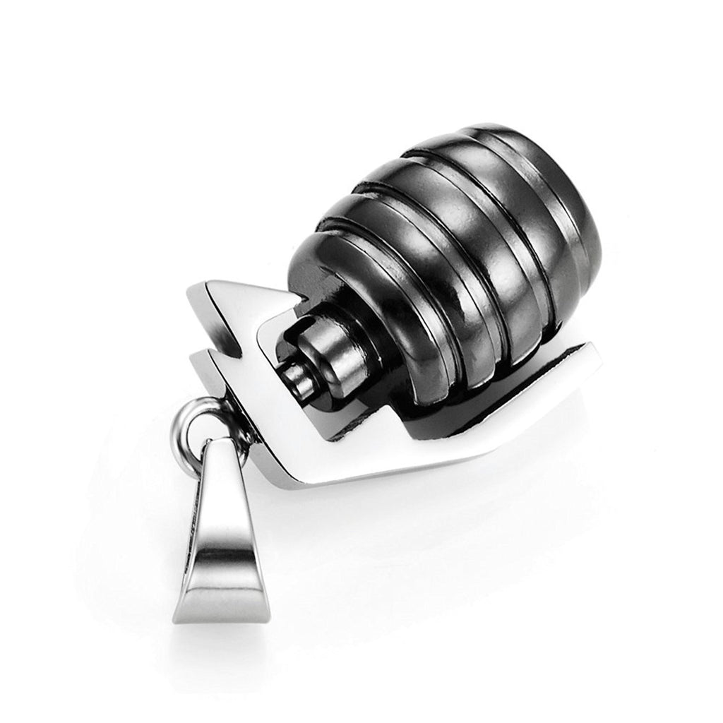 Stainless Steel Grenade Pendant Military Style Mens Necklace (Silver) 21 inches Chain