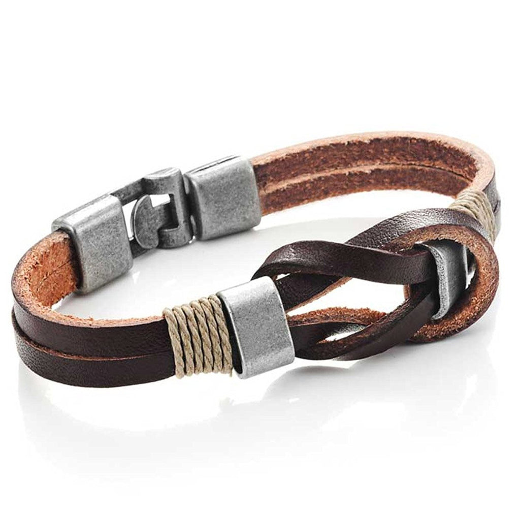 Leather Nautical Knot Bracelet for Him & Her 8 inch (Secure New Clasp)