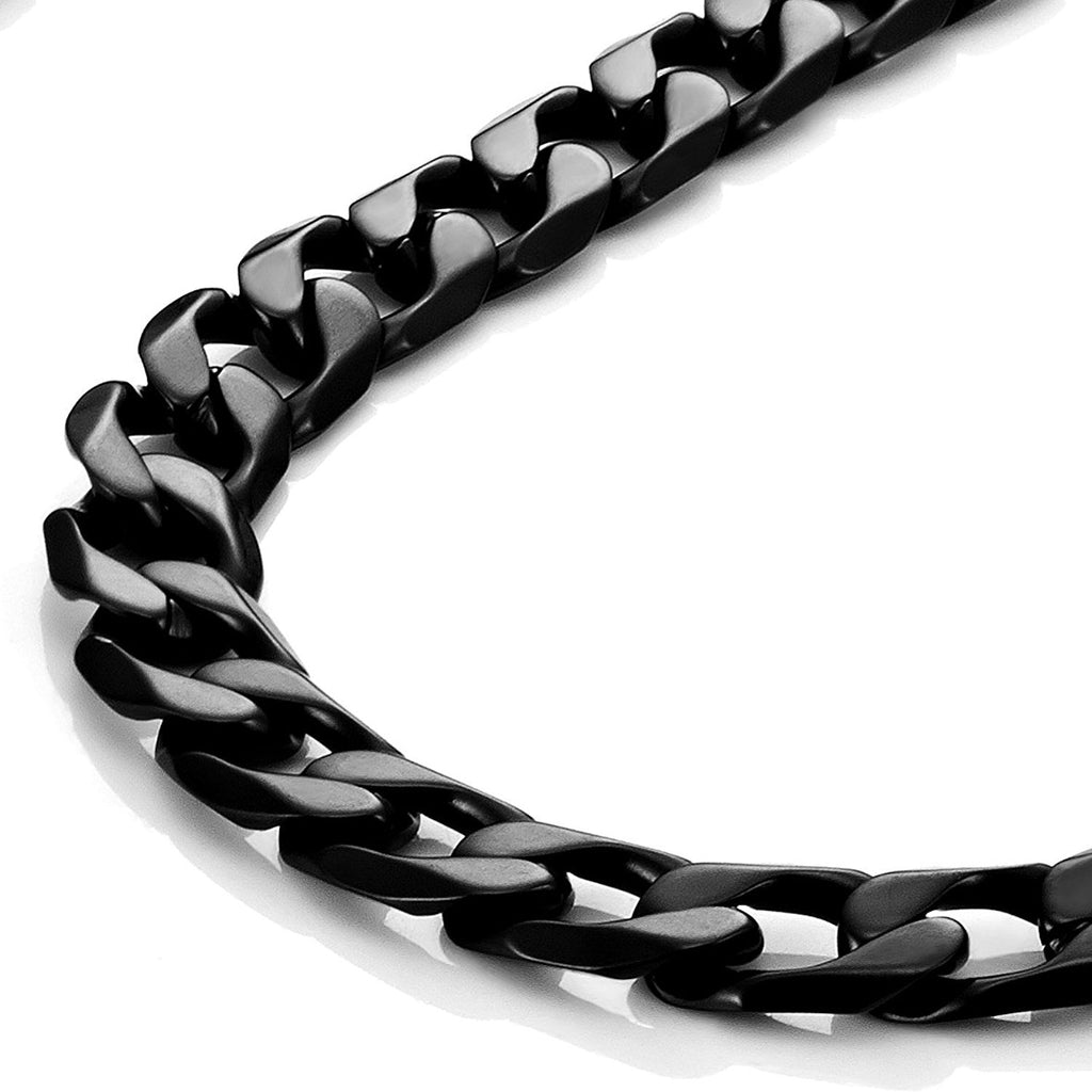 Powerful Mens Necklace Black 316L Stainless Steel Chain 18, 21, 23, 26 Inches (6mm)