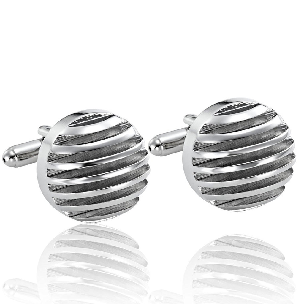 Powerful 316L Stainless Steel Silver Half-Sphere Mens Cufflinks Cuff Links