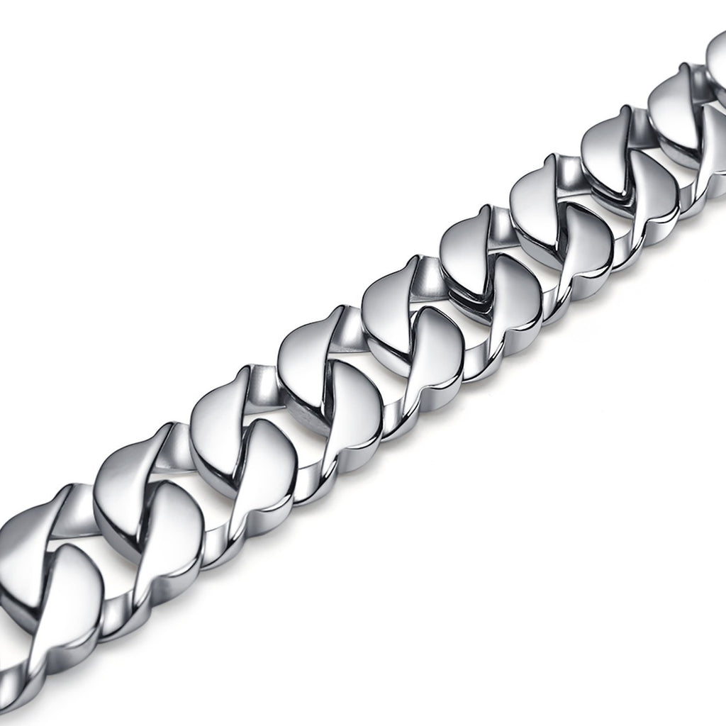 Massive 316L Stainless Steel Silver Link Chain Bracelet 8.3 Inches