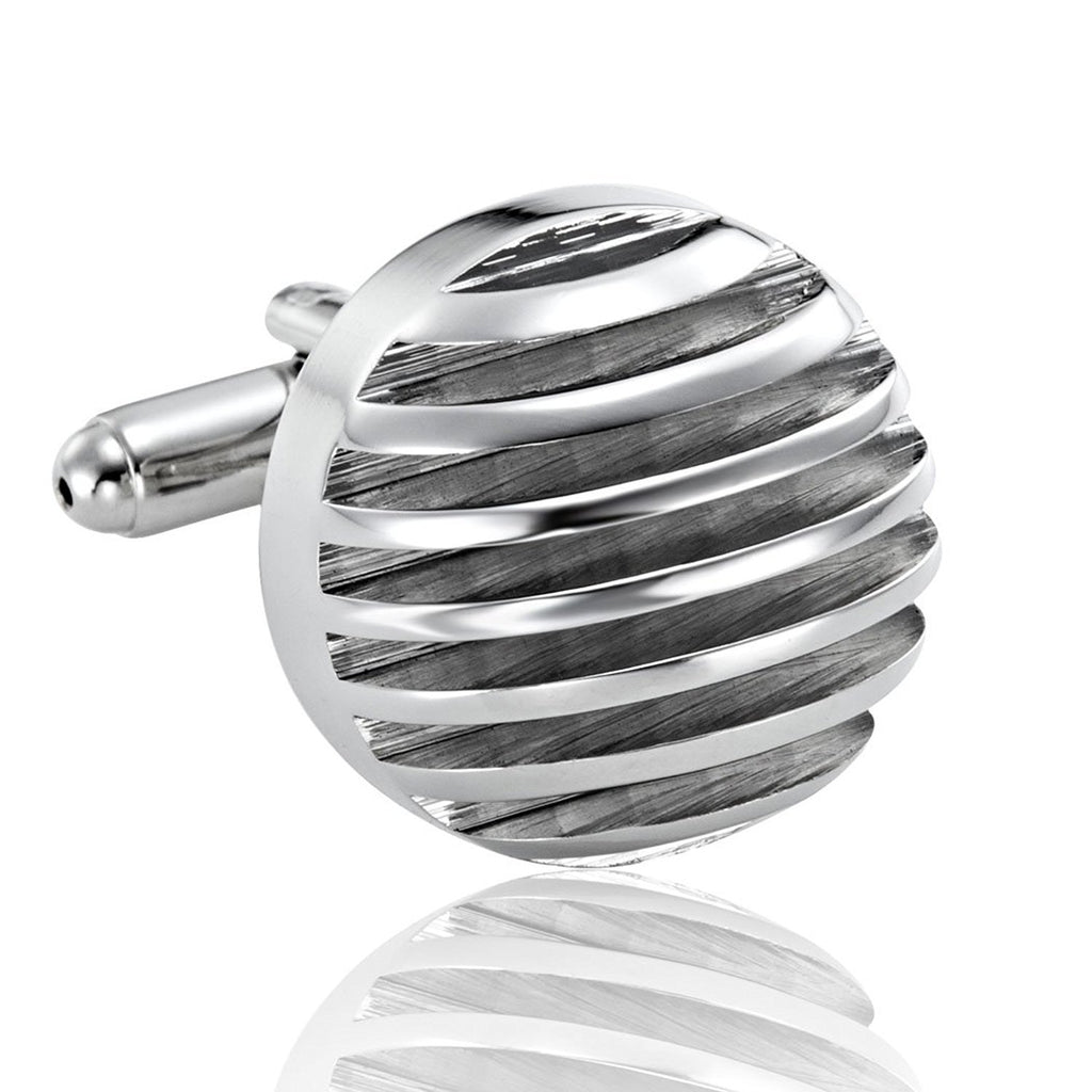 Powerful 316L Stainless Steel Silver Half-Sphere Mens Cufflinks Cuff Links