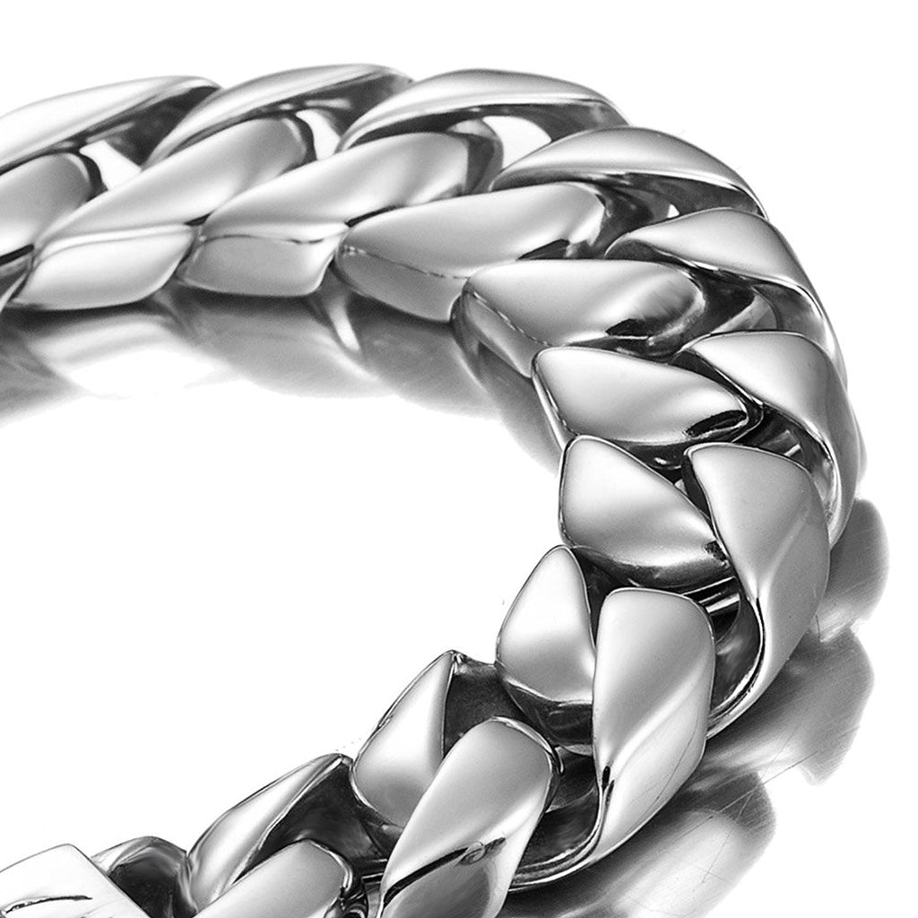 Powerful Stainless Steel Men's Bracelet Silver 8.4 Inch