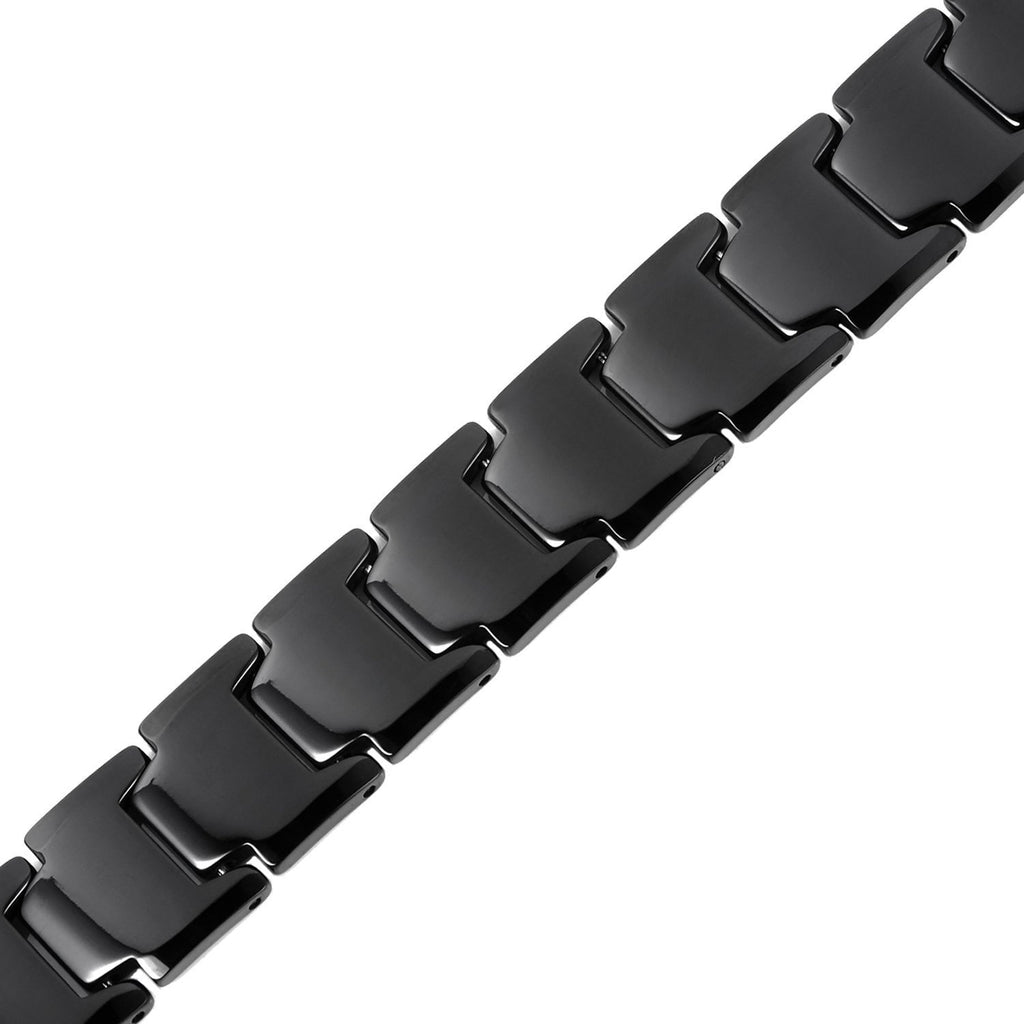 Elegant Men's Black Solid Tungsten Link Bracelet with Magnet