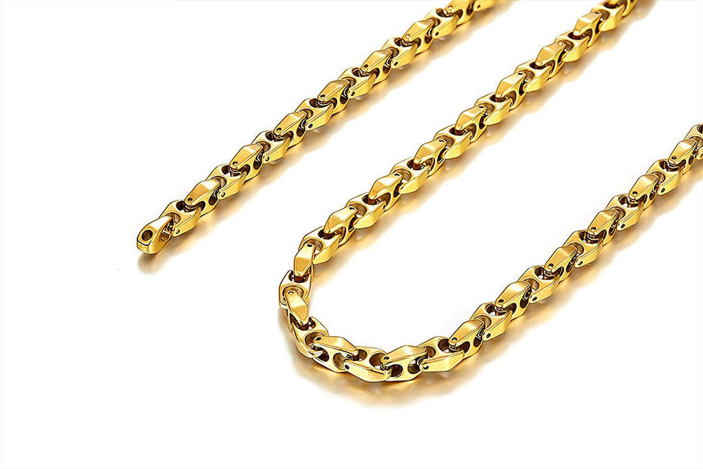 Unique Astro Snake 22 Inches Men's Tungsten Golden Toned Link Necklace Chain (Heavy, Solid)