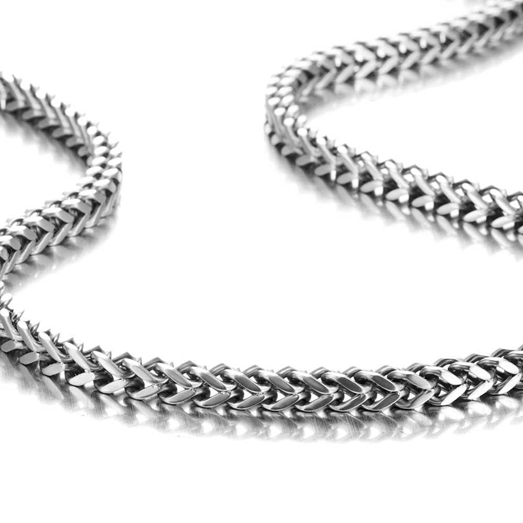 Stunning Mechanic Style Stainless Steel Silver Men's Necklace Link Chain (19, 21, 23 Inches)