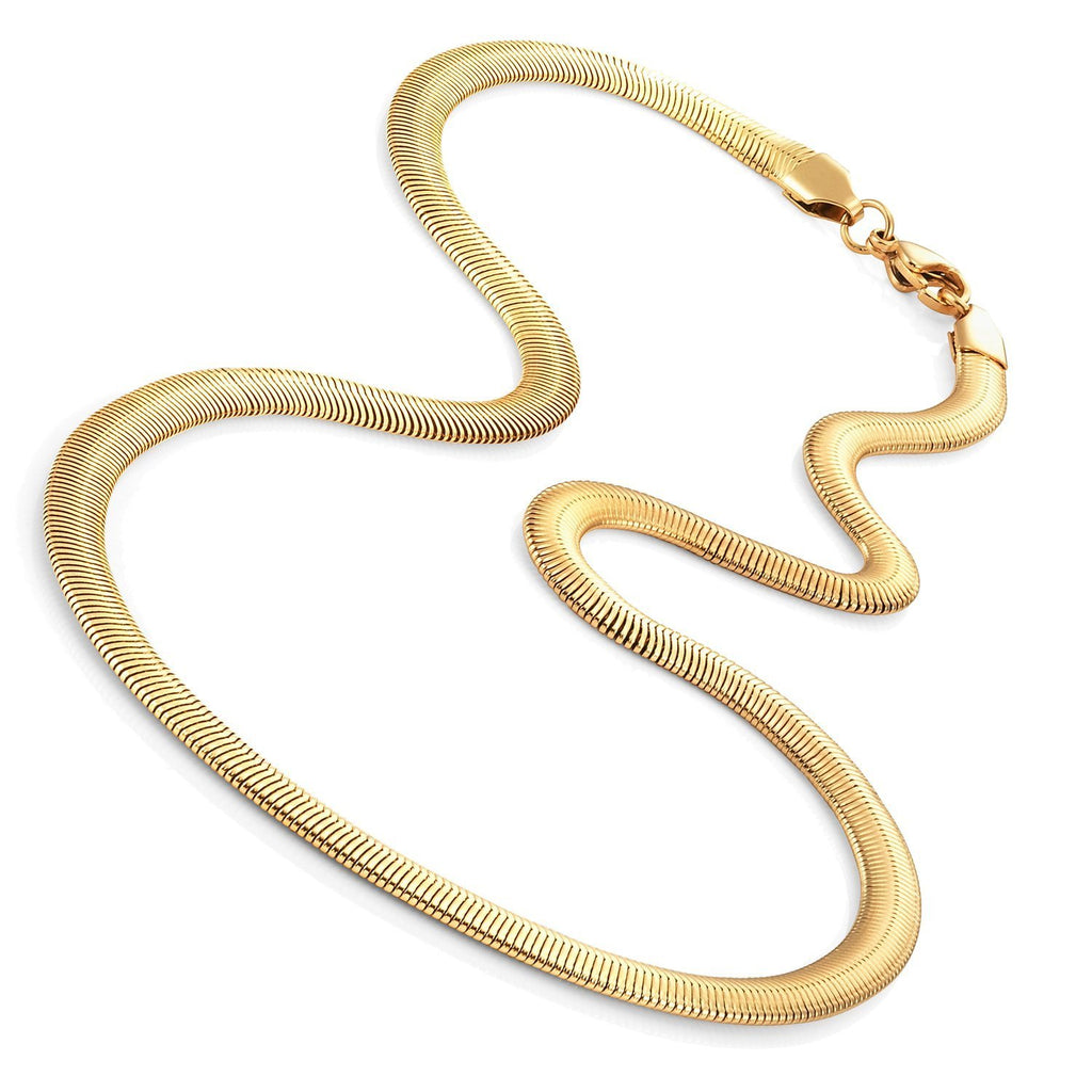 Gold Toned 316L Stainless Steel Men's Necklace Snake Chain 20" - Necklaces for Men - Mens Jewelry (6MM)