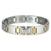 Baseball Magnetic Men's Link Bracelet 316L Stainless Steel 9.05 inch Silver & Gold Tone Bangle