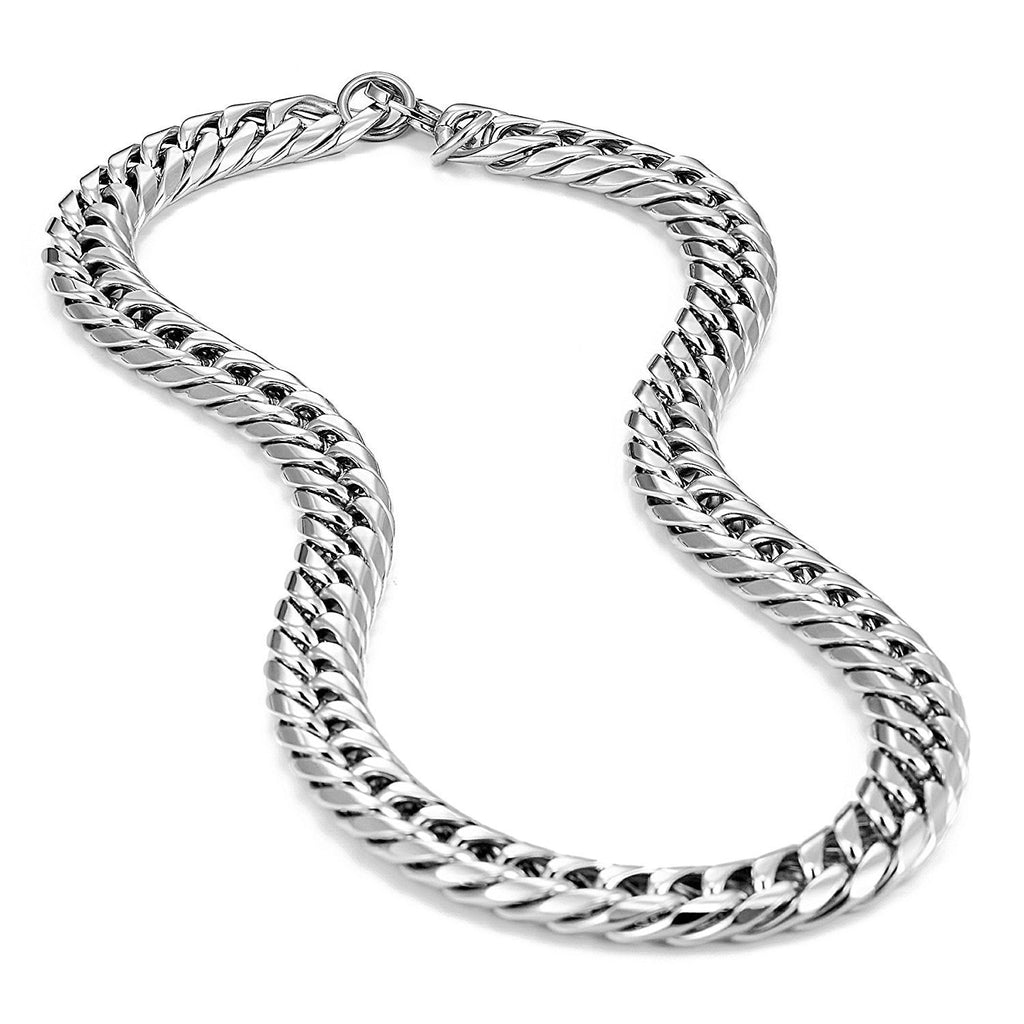 Men's Stainless Steel Chain Necklace Ultra Thick & Wide (Silver, 13.5 mm width, 18, 21, 23 Inch)