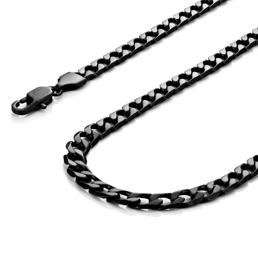Powerful Mens Necklace Black 316L Stainless Steel Chain 18, 21, 23, 26 Inches (6mm)