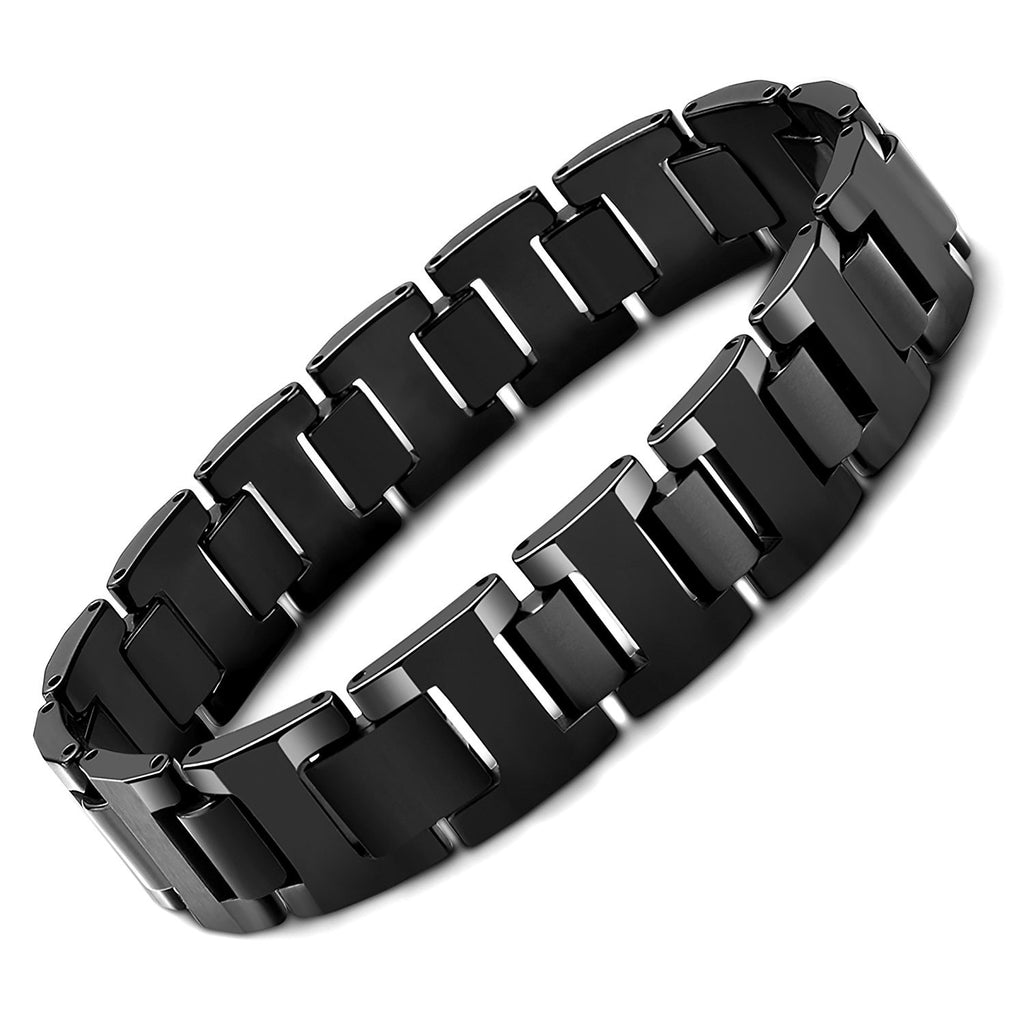 Stylish Black Solid Tungsten 8.3 Inches Link Bracelet for Men