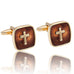 Amazing Mens Stainless Steel Cufflinks with Golden Holy Cross