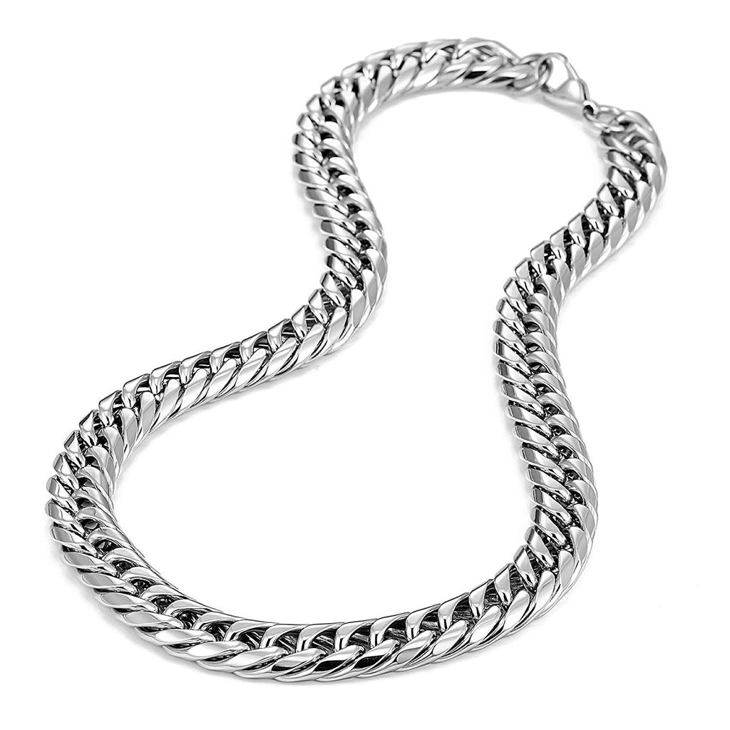 Men's Stainless Steel Chain Necklace Ultra Thick & Wide (Silver, 13.5 mm width, 18, 21, 23 Inch)