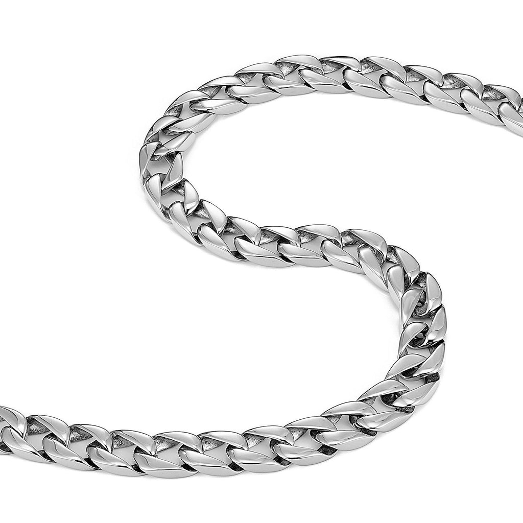 Men's Powerful Stainless Steel Chain Necklace Ultra Thick Wide (Silver, 11 mm width, 18, 21, 23 Inches)