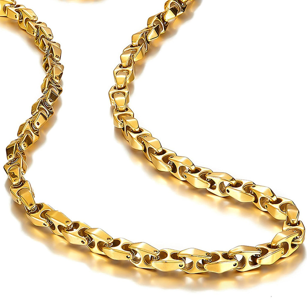 Unique Astro Snake 22 Inches Men's Tungsten Golden Toned Link Necklace Chain (Heavy, Solid)