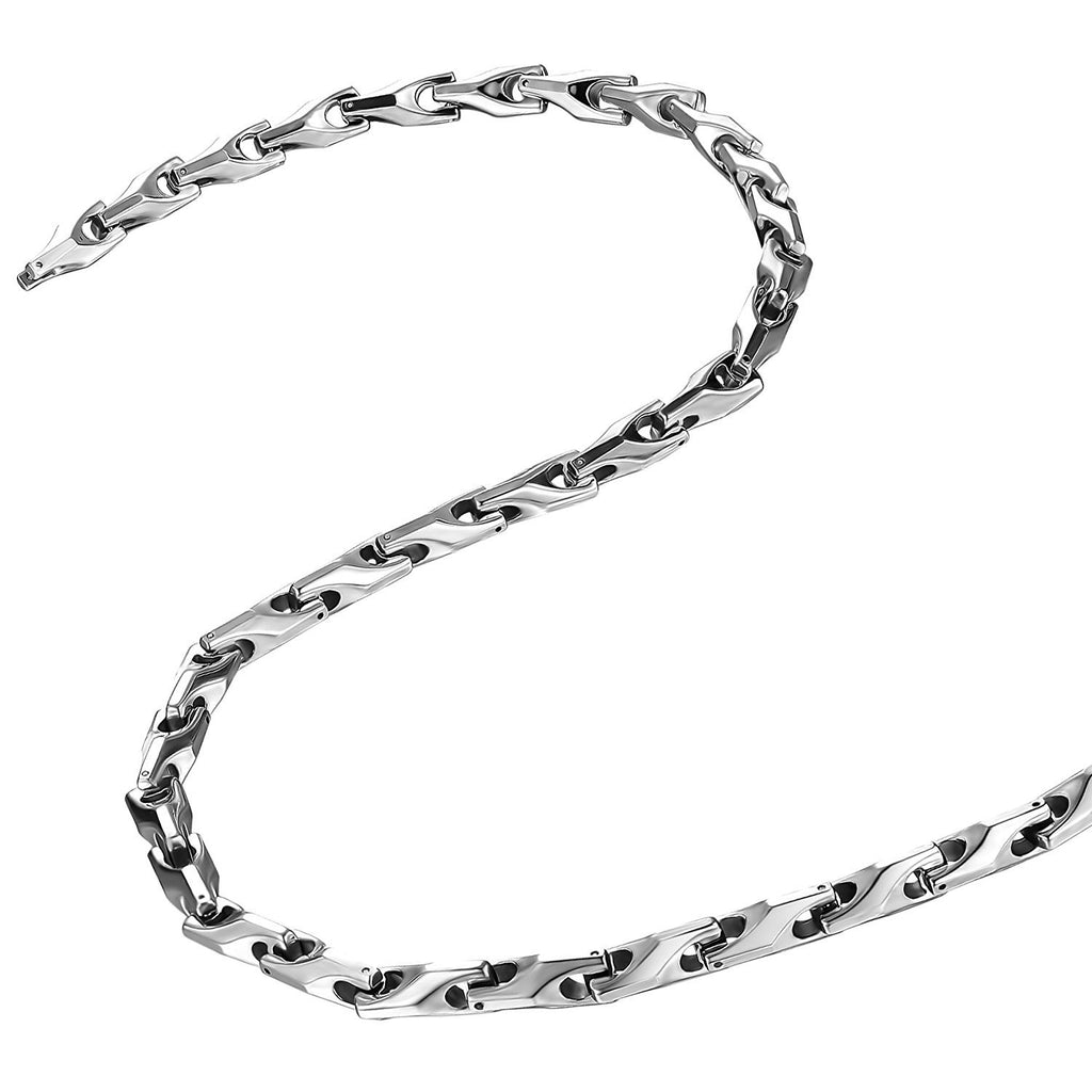 Stunning Men's Tungsten 22 Inches Silver Toned Link Chain Necklace