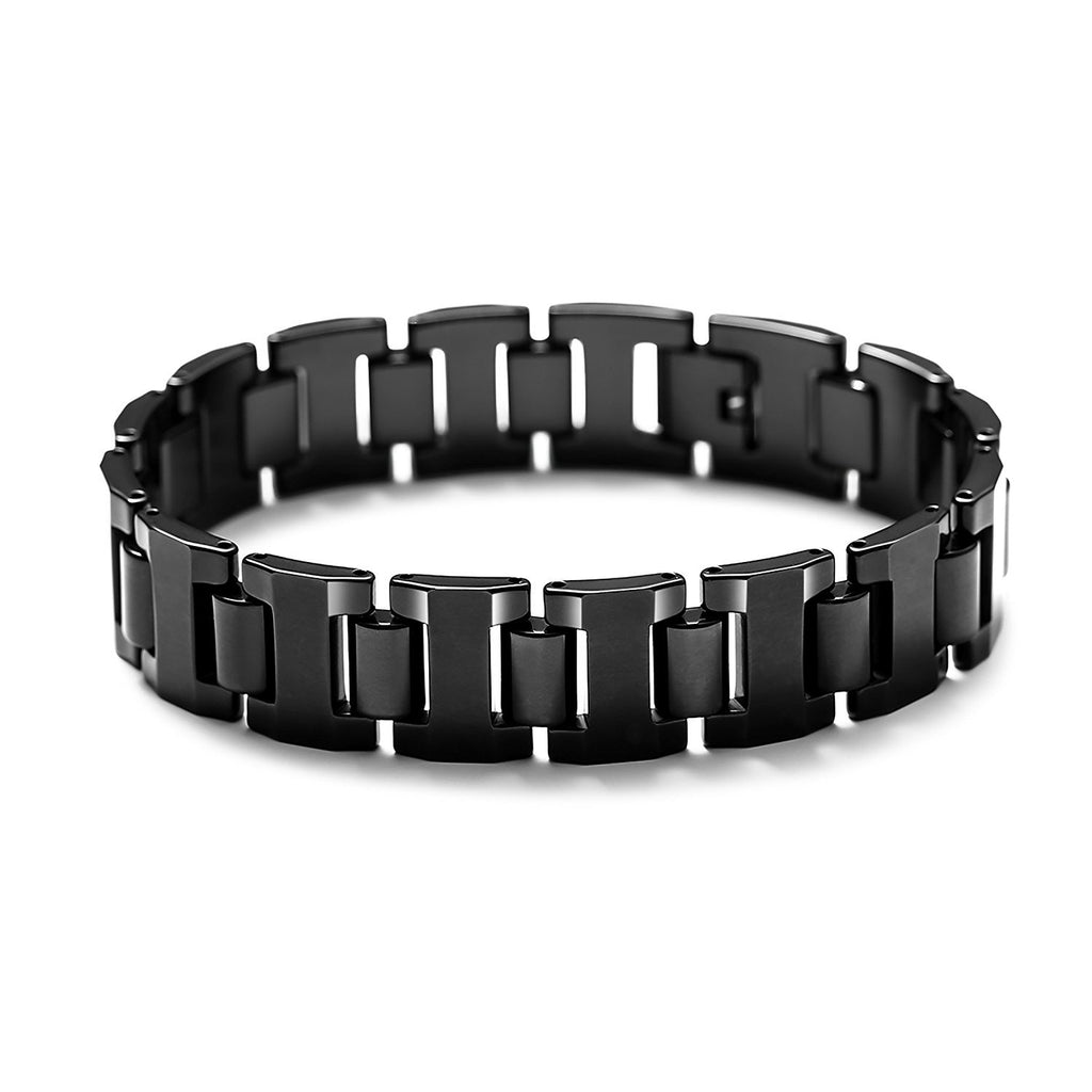 Stylish Black Solid Tungsten 8.3 Inches Link Bracelet for Men