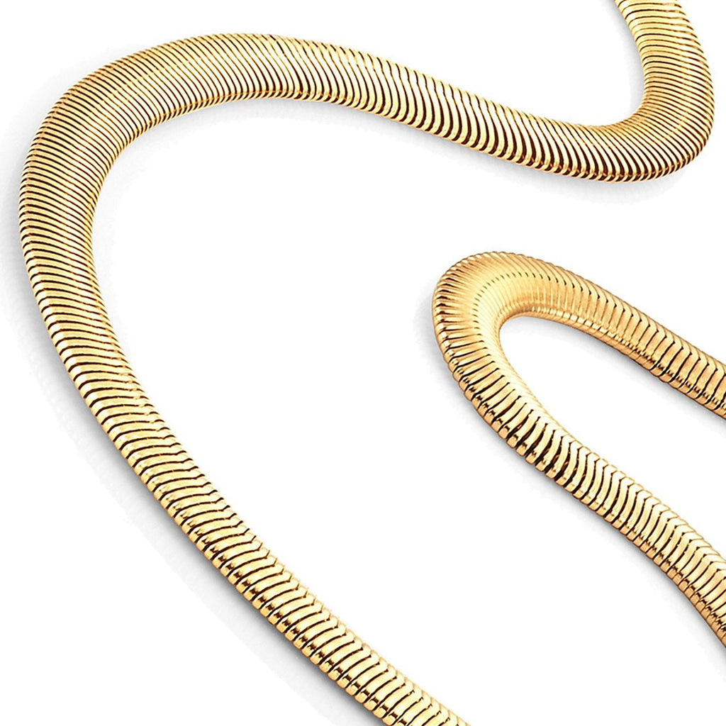 Gold Toned 316L Stainless Steel Men's Necklace Snake Chain 20" - Necklaces for Men - Mens Jewelry (6MM)