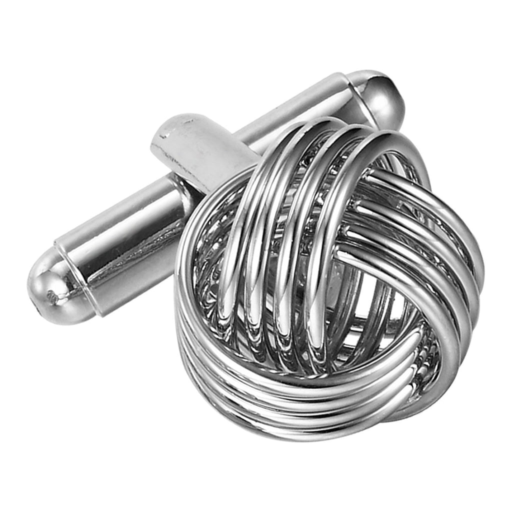 Unique Stainless Steel Knot Cufflinks for Men by (Silver)