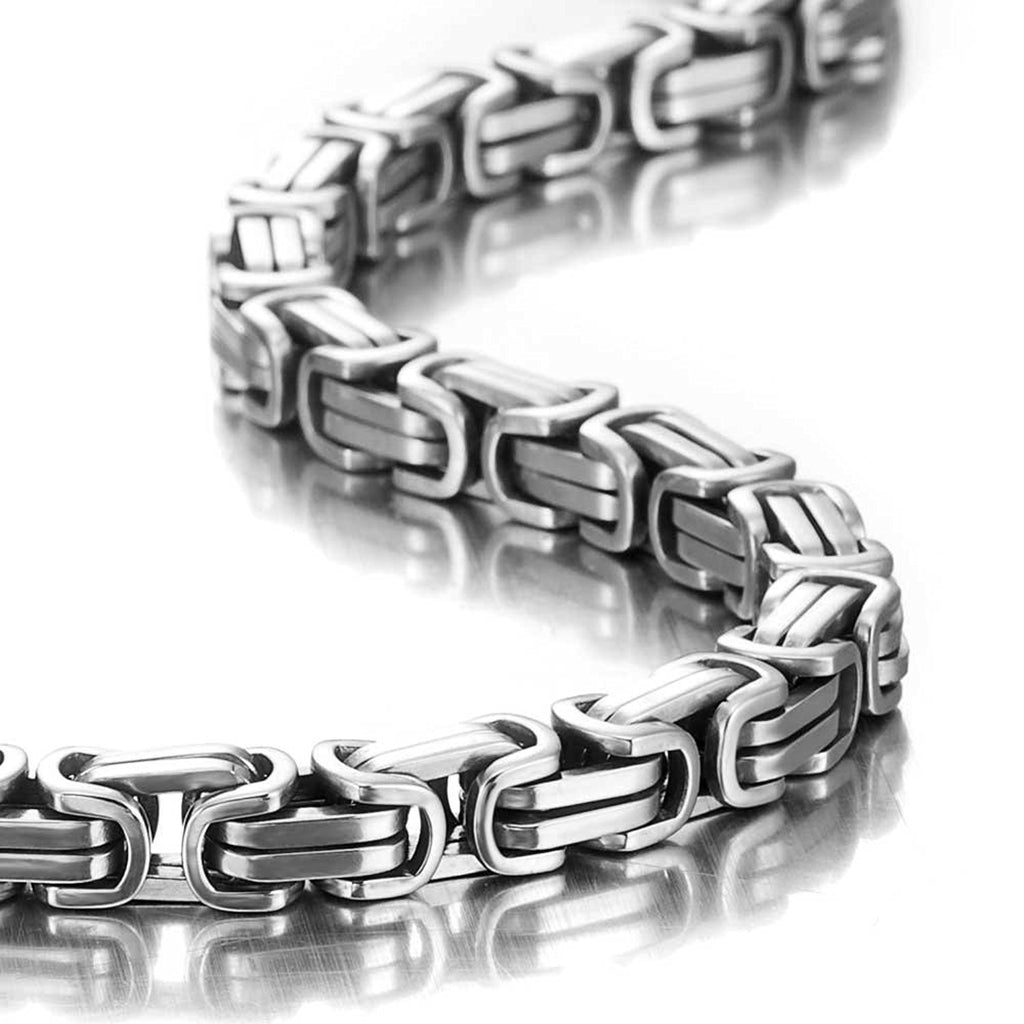 Impressive Mechanic Style Men's Necklace Stainless Steel Silver Chain, Width 6mm (18, 21, 23 Inches)