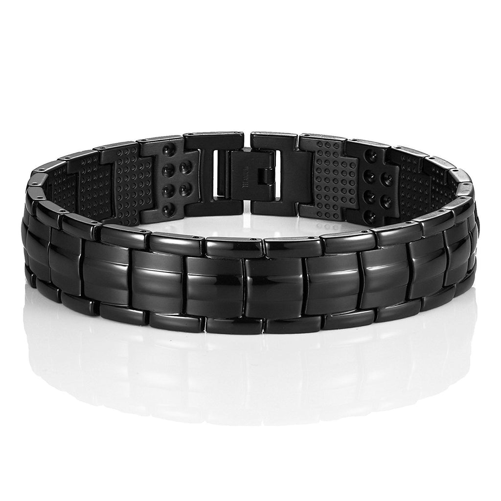 Men's Black Link Bangle Titanium Bracelet 8.66 inch Matches any Attire Perfect for a Gift