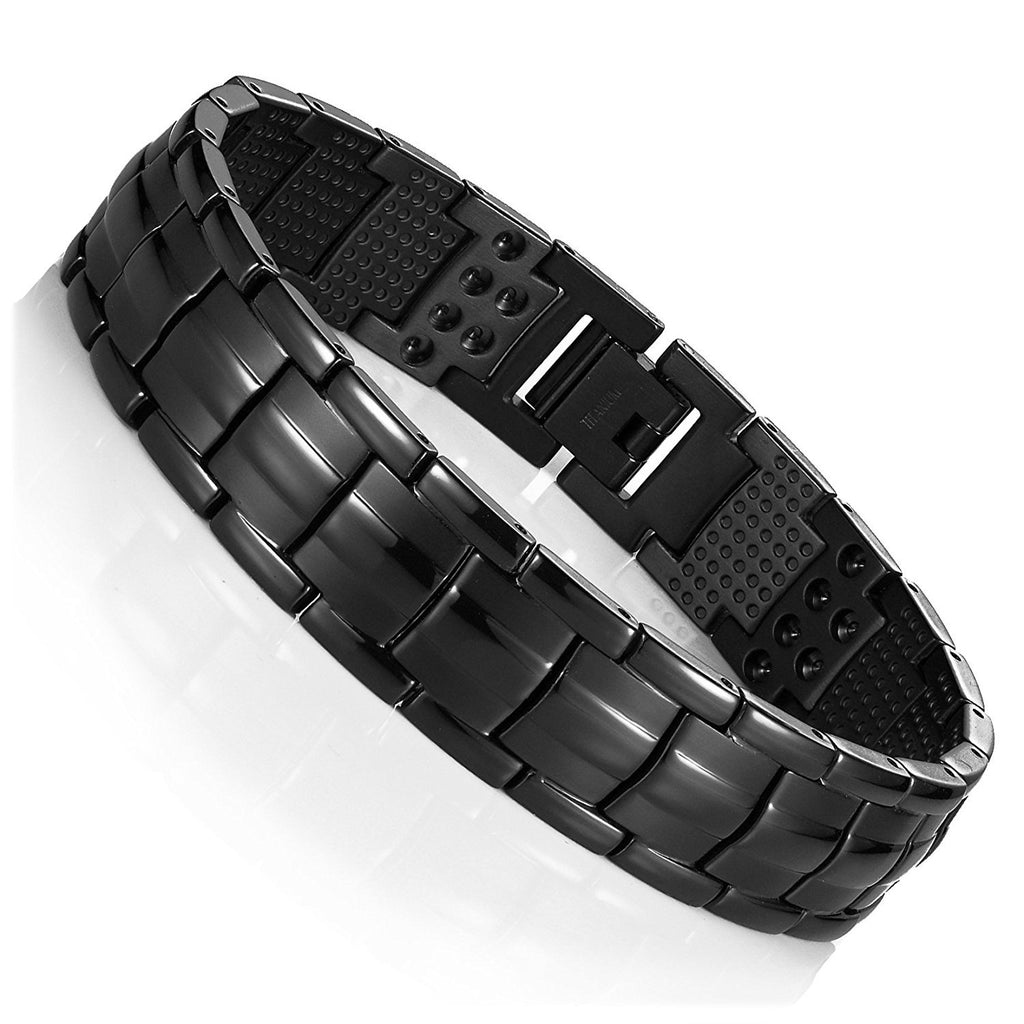 Men's Black Link Bangle Titanium Bracelet 8.66 inch Matches any Attire Perfect for a Gift