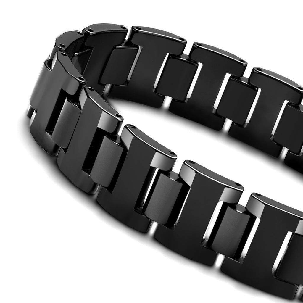 Stylish Black Solid Tungsten 8.3 Inches Link Bracelet for Men