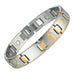 Baseball Magnetic Men's Link Bracelet 316L Stainless Steel 9.05 inch Silver & Gold Tone Bangle