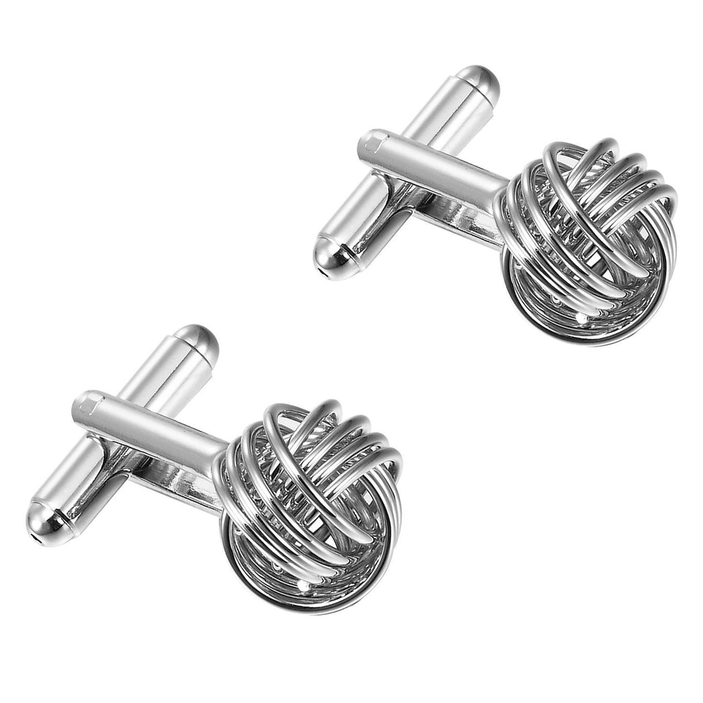 Unique Stainless Steel Knot Cufflinks for Men by (Silver)