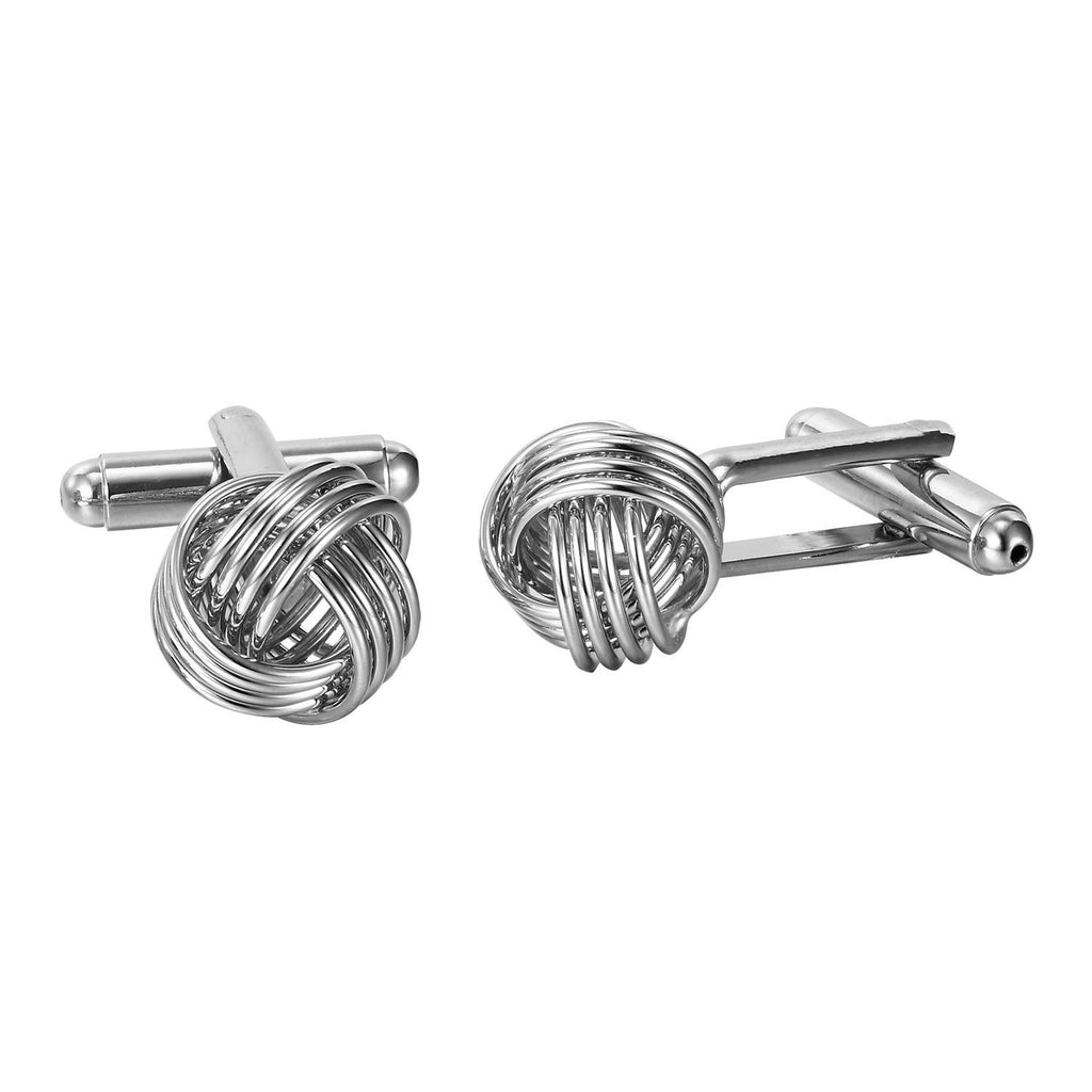 Unique Stainless Steel Knot Cufflinks for Men by (Silver)
