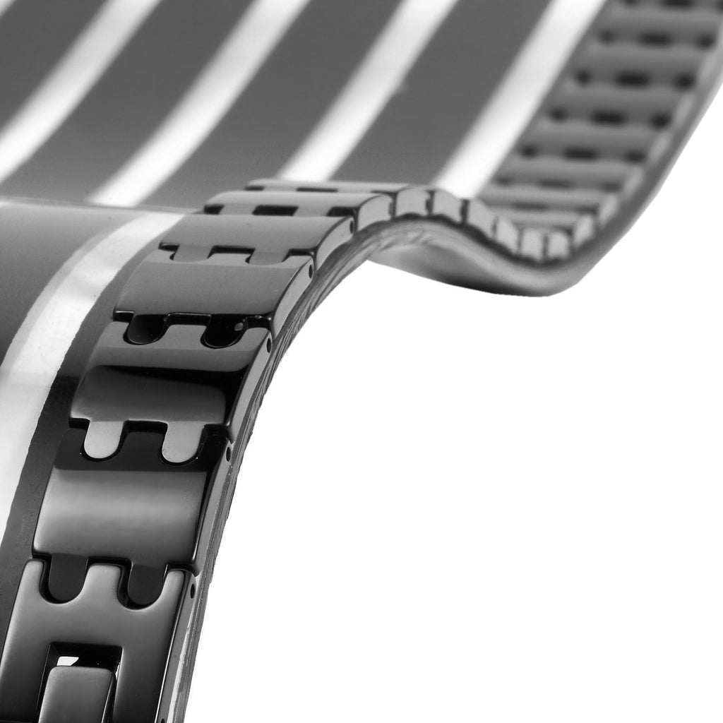 Unique Black Solid Tungsten Puzzle Pieces Style Mens 8.5 Inch Link Bracelet (Magnet, 13mm)