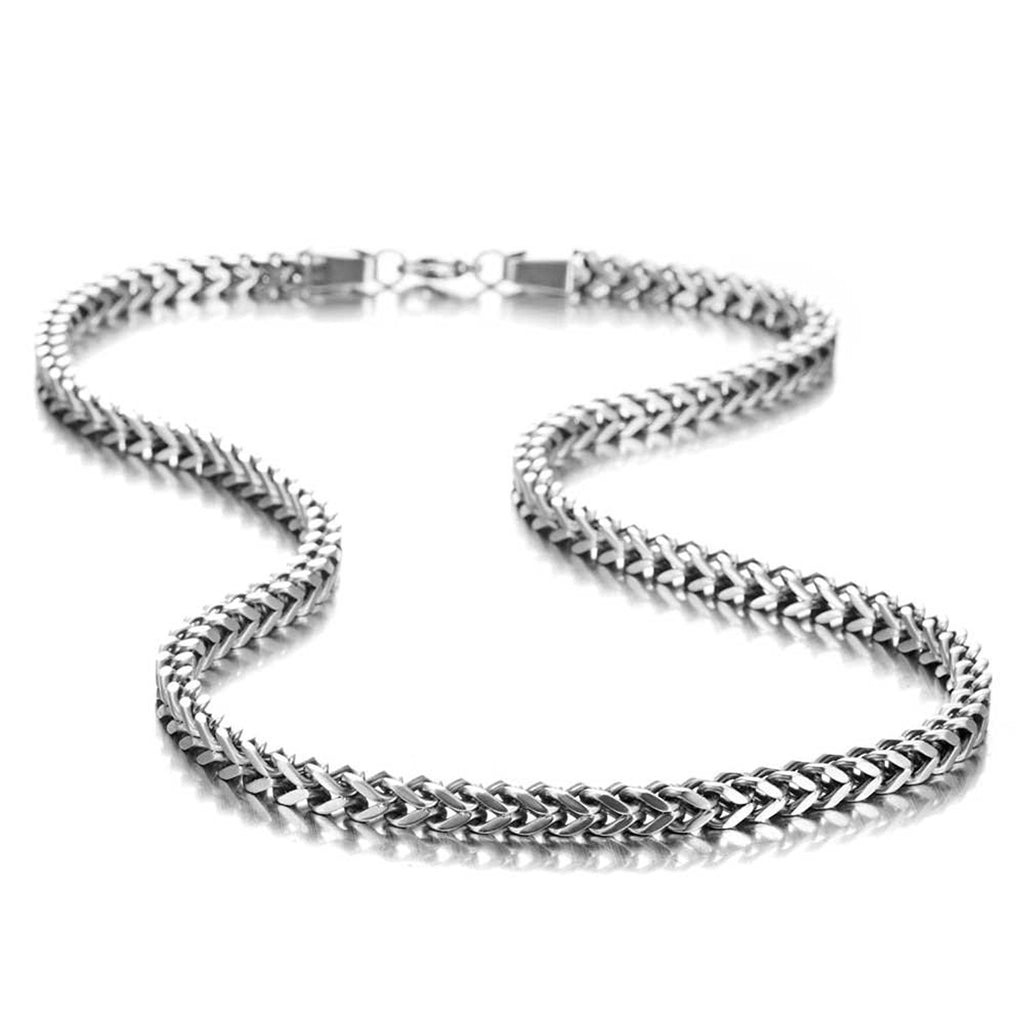 Stunning Mechanic Style Stainless Steel Silver Men's Necklace Link Chain (19, 21, 23 Inches)