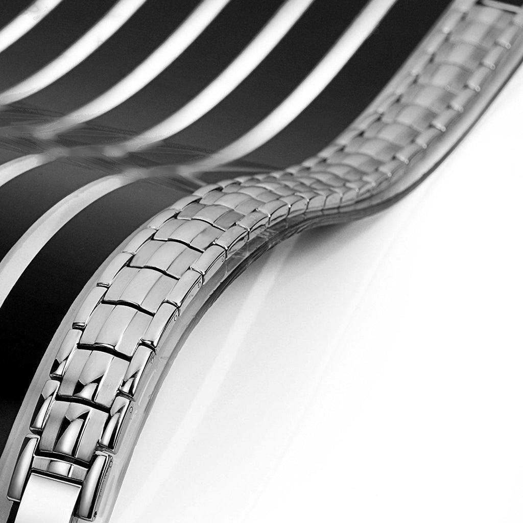 Men's Titanium Link Bangle Bracelet 8.66 inch Silver Tone