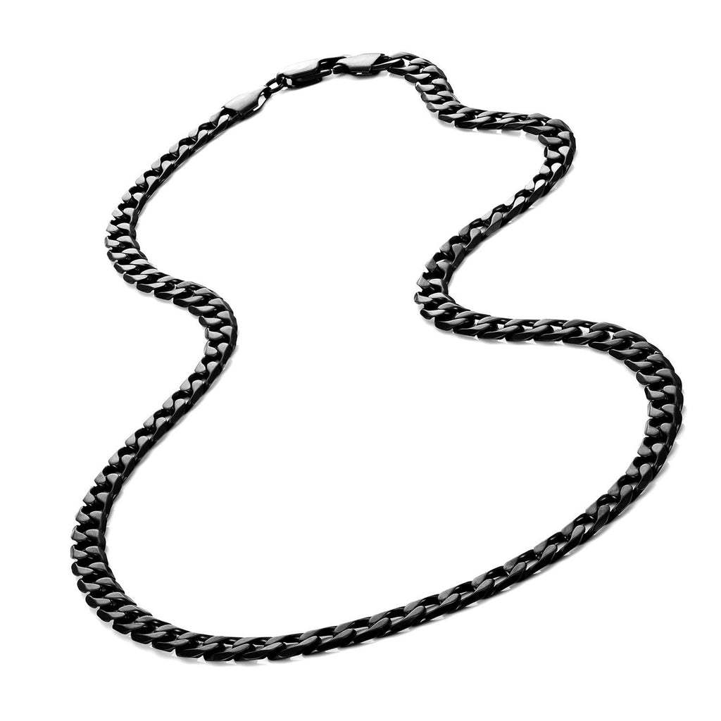 Powerful Mens Necklace Black 316L Stainless Steel Chain 18, 21, 23, 26 Inches (6mm)